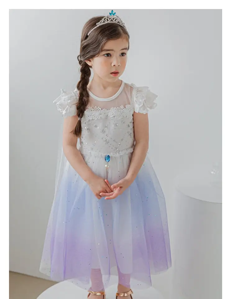 Elsa Princess Dress for Girls Short Sleeve New Frozen — feature 24