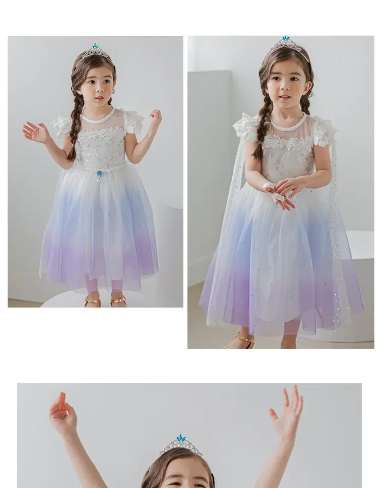 Elsa Princess Dress for Girls Short Sleeve New Frozen — feature 25