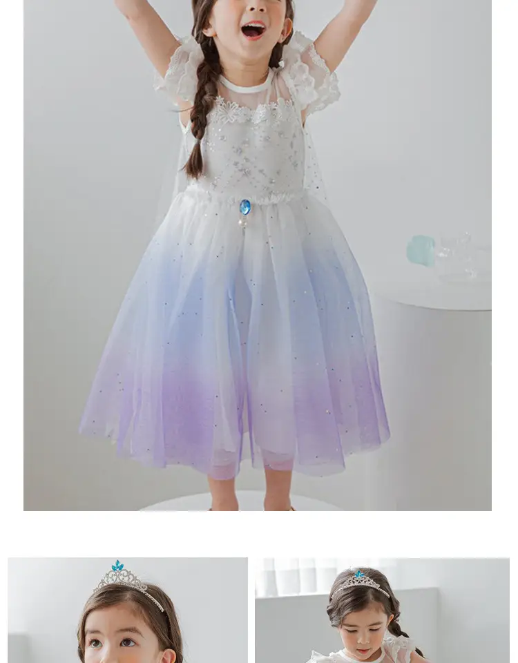 Elsa Princess Dress for Girls Short Sleeve New Frozen — feature 26