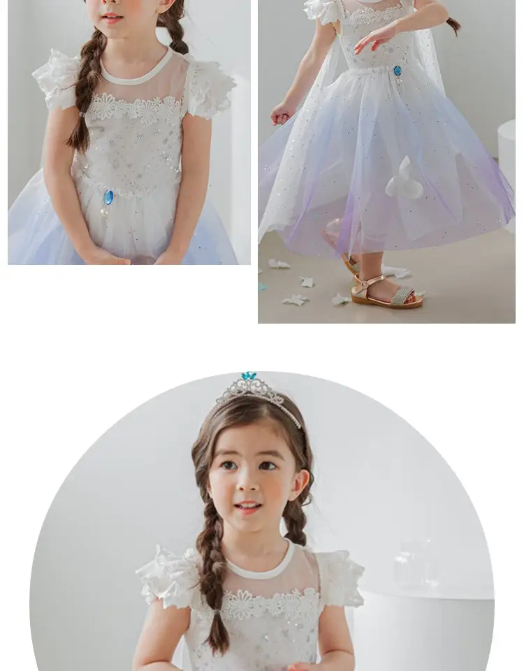 Elsa Princess Dress for Girls Short Sleeve New Frozen — feature 27
