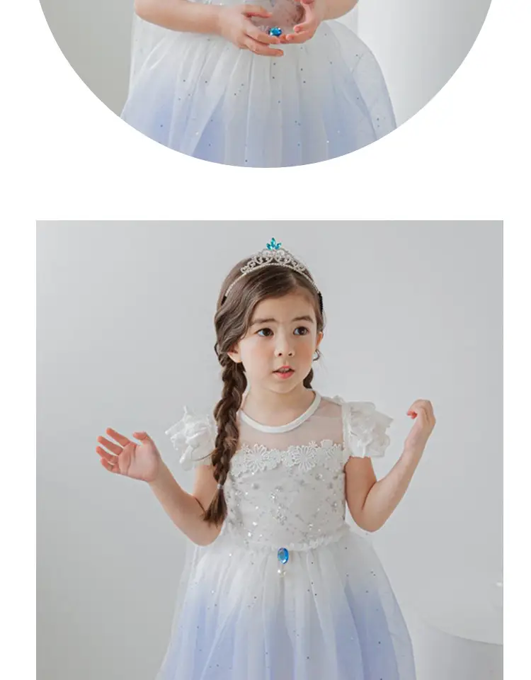 Elsa Princess Dress for Girls Short Sleeve New Frozen — feature 28