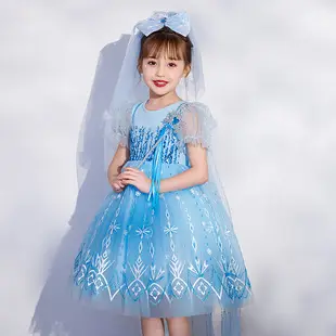 Elsa Princess Dress for Girls Short Sleeve New Frozen — feature 3