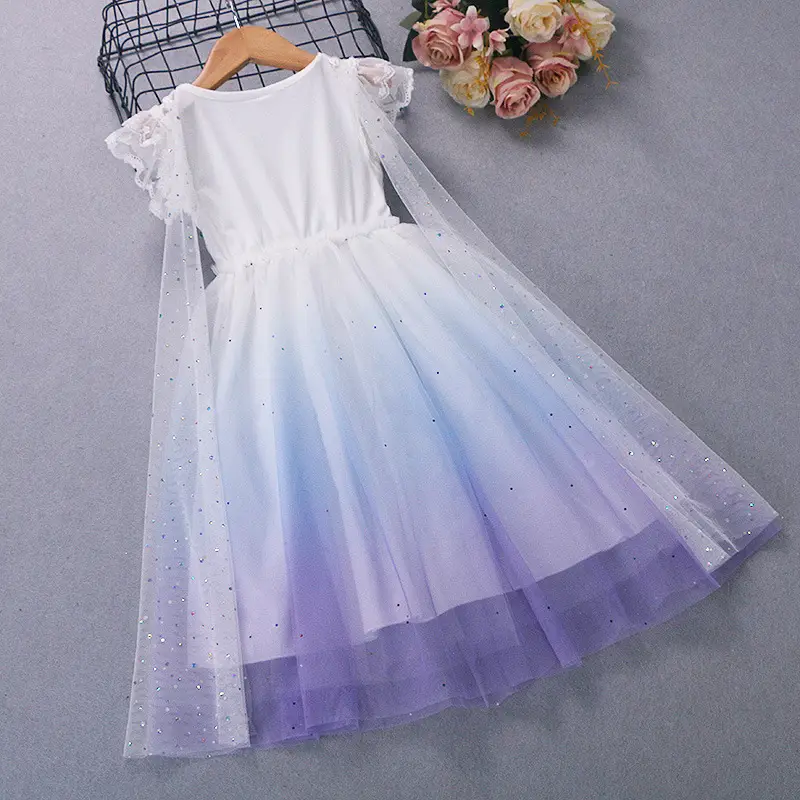 Elsa Princess Dress for Girls Short Sleeve New Frozen — feature 33