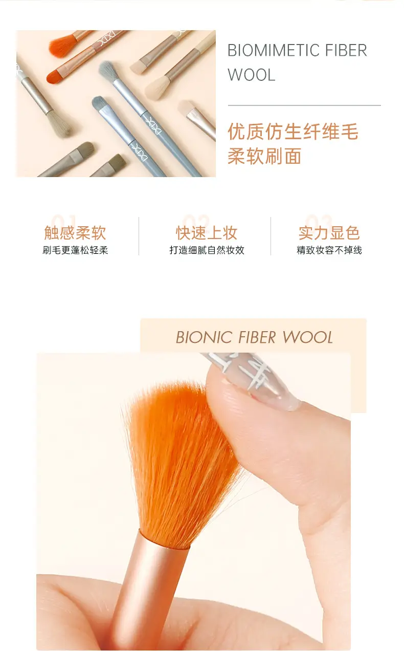 xixi 3-Piece Blush Eye Shadow Blush Brush Set — feature 2