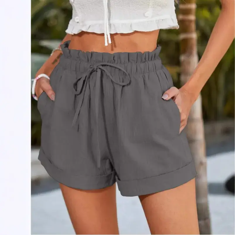 2023 Summer Women Grey Loose Casual Shorts - Image 9