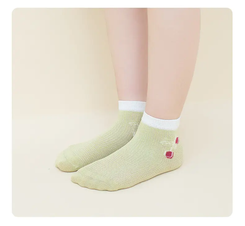 Children's Striped Mesh Socks White Pink Yellow — feature 14