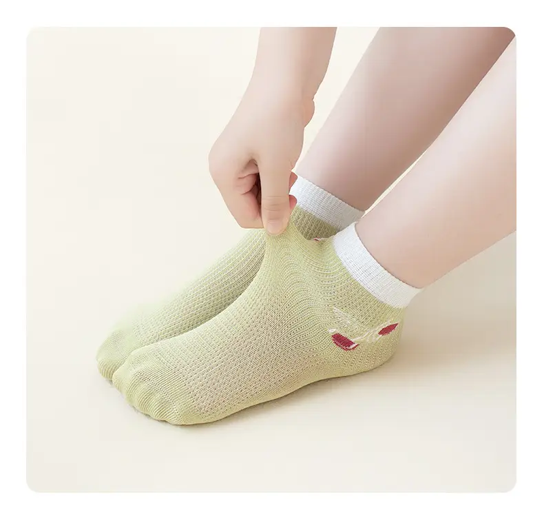 Children's Striped Mesh Socks White Pink Yellow — feature 15