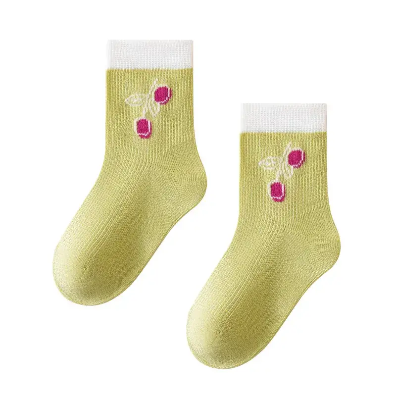 Children's Striped Mesh Socks White Pink Yellow - Image 3