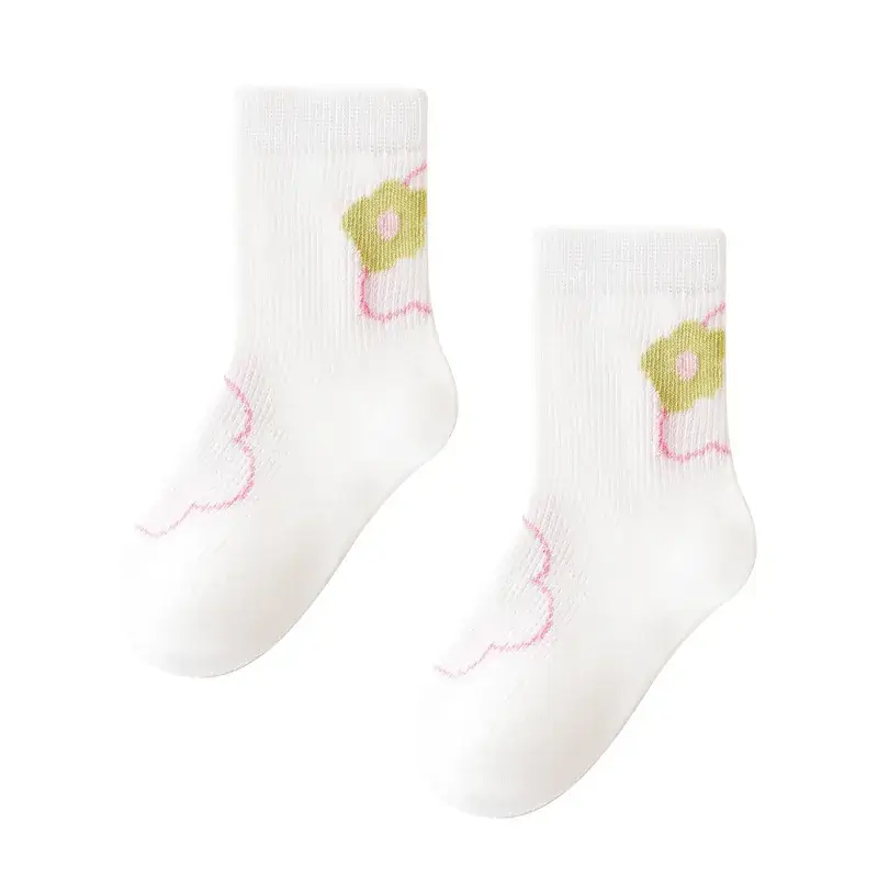 Children's Striped Mesh Socks White Pink Yellow - Image 4