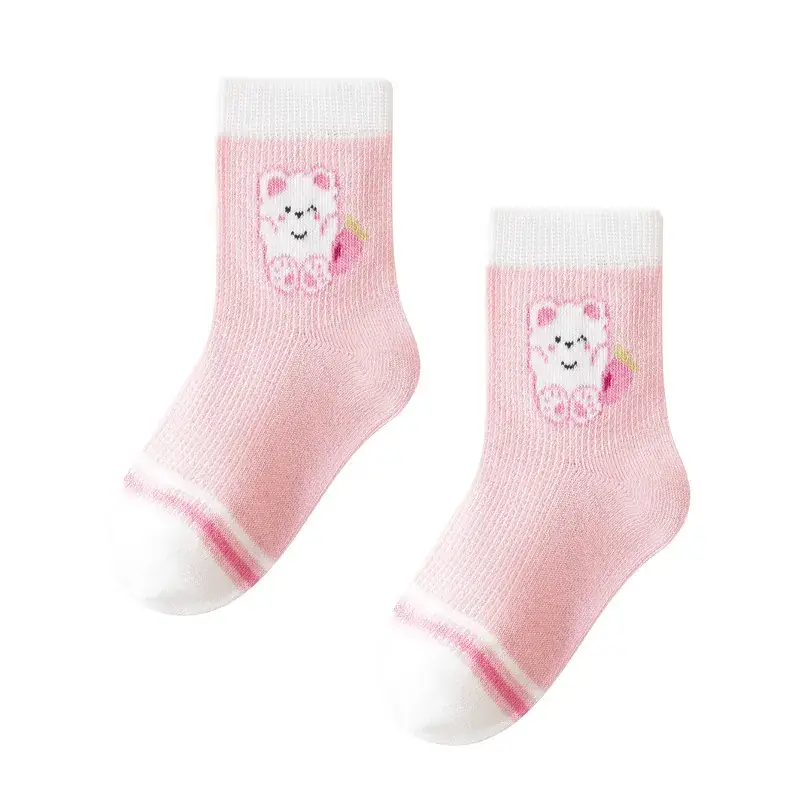 Children's Striped Mesh Socks White Pink Yellow - Image 6