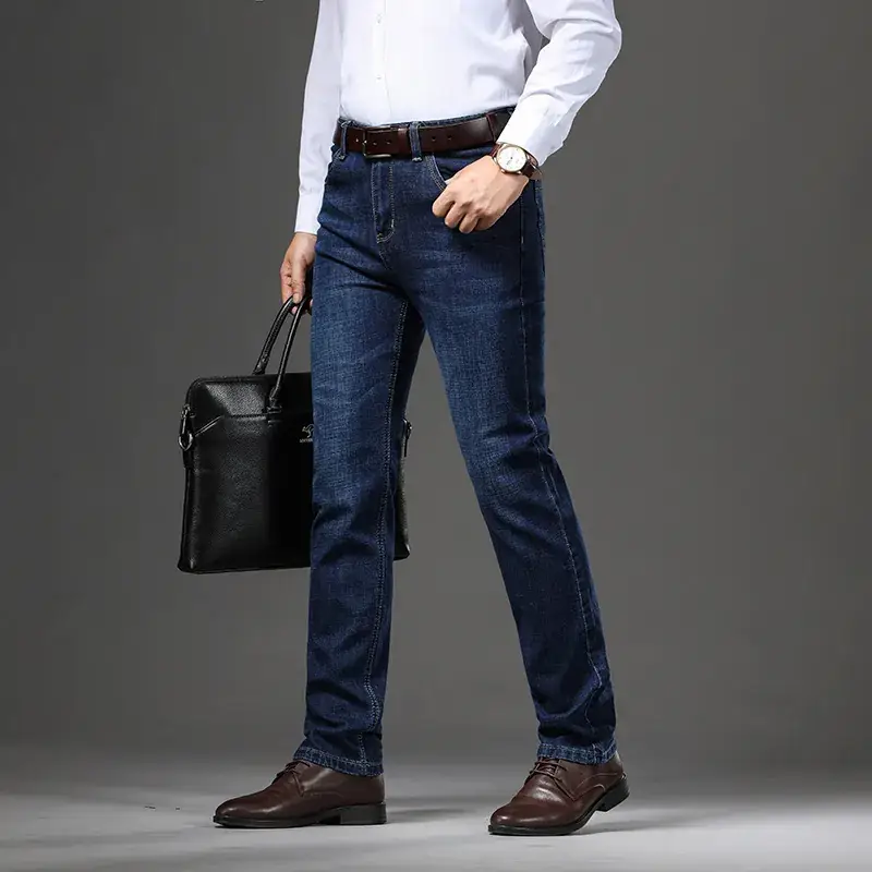 Middle-aged Men's Slim Fit Jeans Spring New Stretch - Image 4