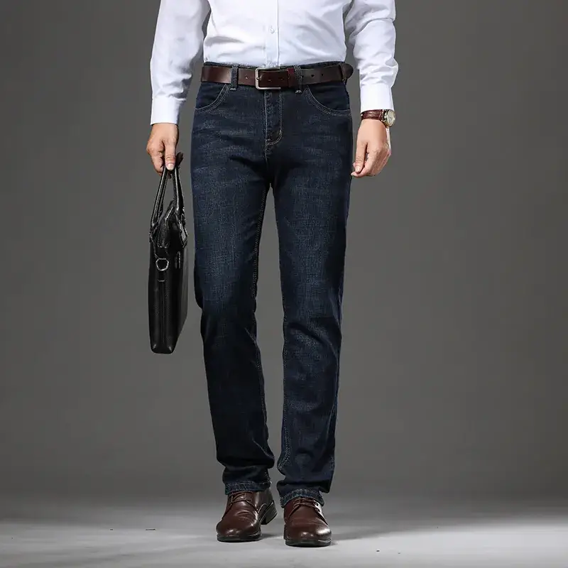 Middle-aged Men's Slim Fit Jeans Spring New Stretch - Image 5