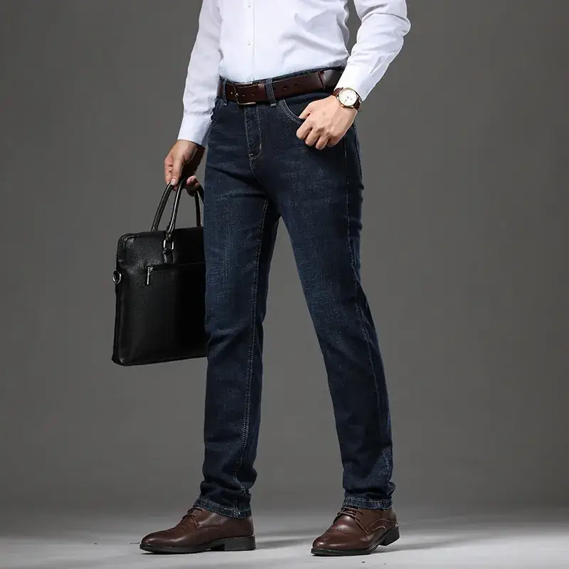 Middle-aged Men's Slim Fit Jeans Spring New Stretch - Image 6