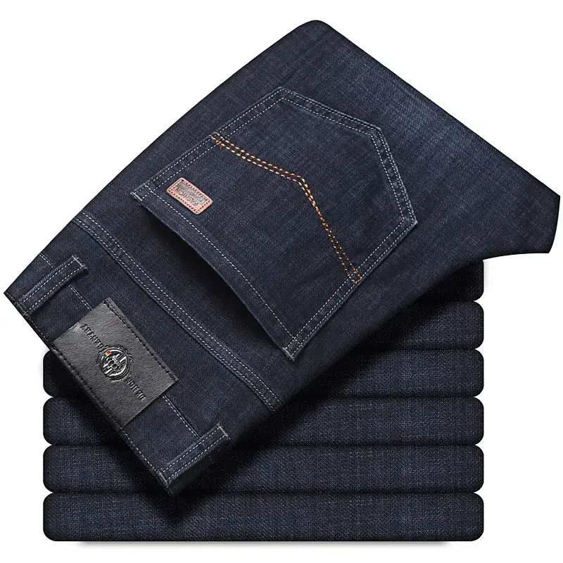 Middle-aged Men's Slim Fit Jeans Spring New Stretch - Image 2