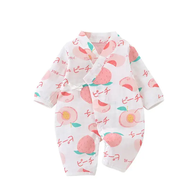 Baby Gauze Printed Jumpsuit White Newborn - Image 22