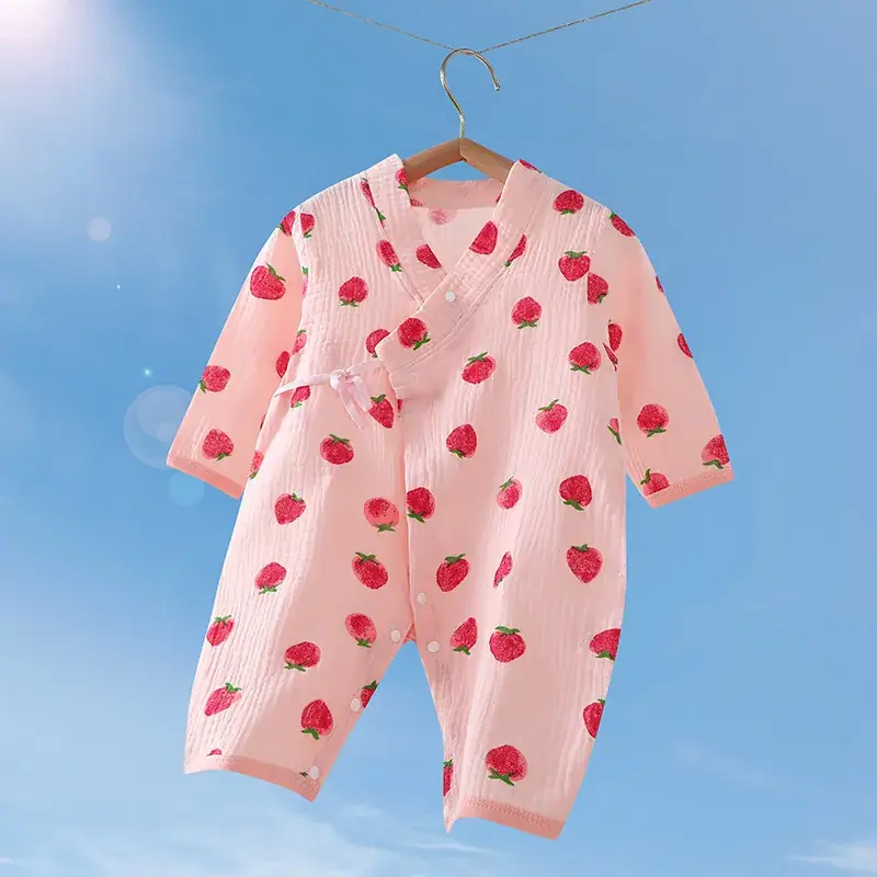 Baby Gauze Printed Jumpsuit White Newborn - Image 11