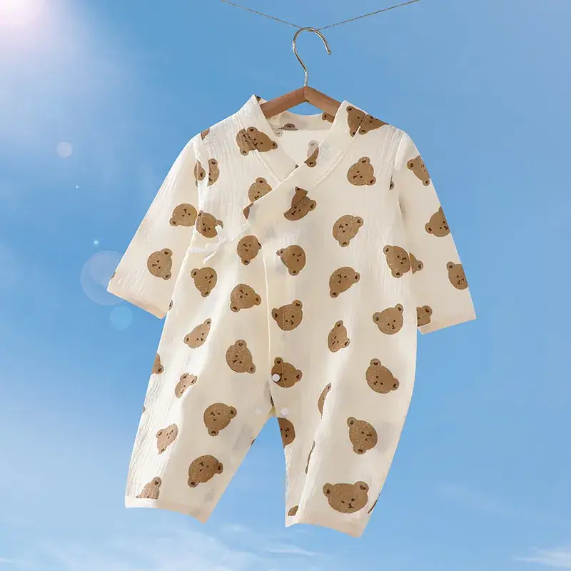 Baby Gauze Printed Jumpsuit White Newborn - Image 13