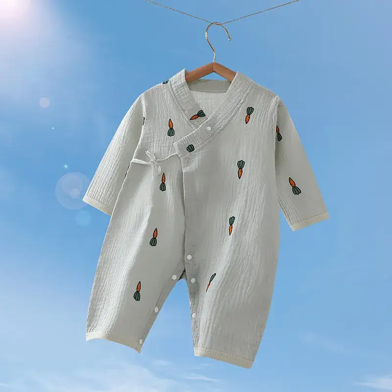 Baby Gauze Printed Jumpsuit White Newborn - Image 15
