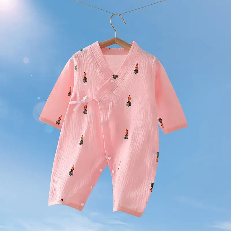 Baby Gauze Printed Jumpsuit White Newborn - Image 16