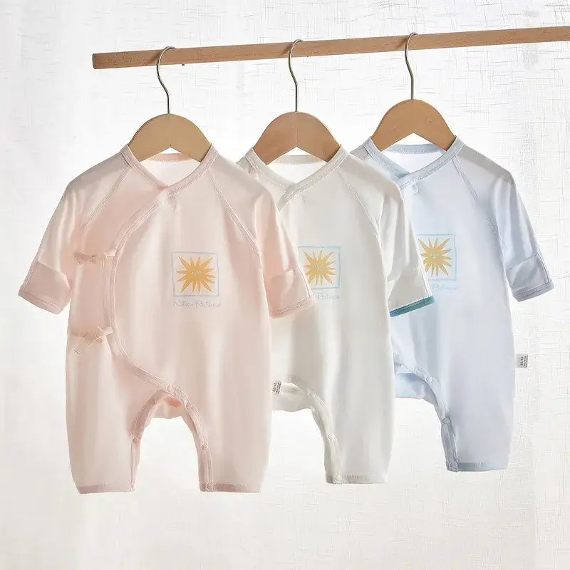 Newborn Baby Jumpsuit Light Blue Modal Summer - Image 5