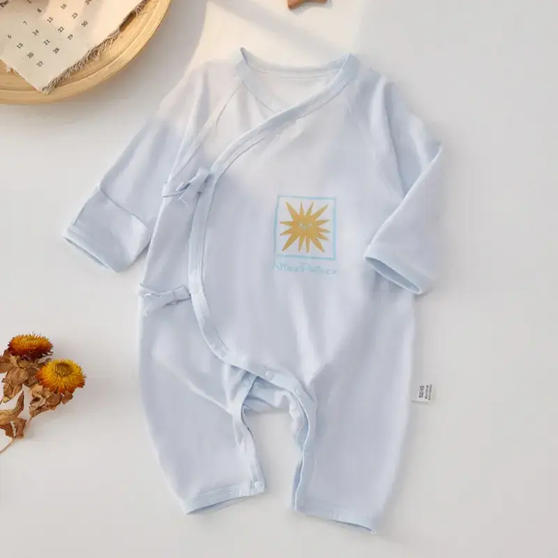 Newborn Baby Jumpsuit Light Blue Modal Summer - Image 2