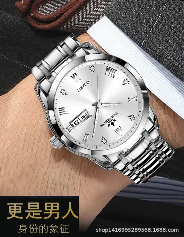 Men's Dual Calendar Luminous Waterproof Quartz Watch with Hollow Design — feature 18
