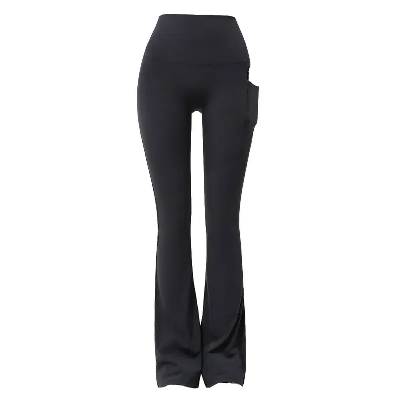 Black Pocket Flared Wide Leggings for Women - Image 17