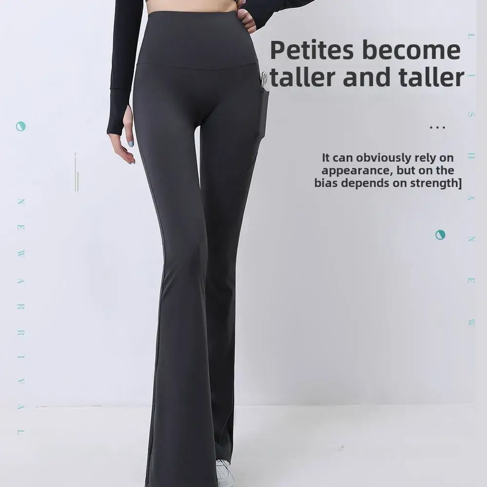 Black Pocket Flared Wide Leggings for Women - Image 5