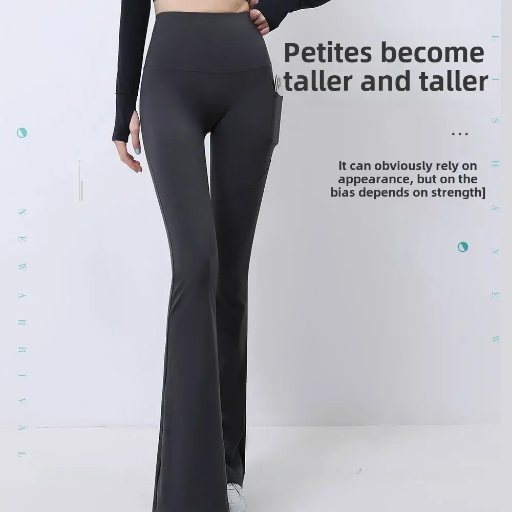 Black Pocket Flared Wide Leggings for Women - Image 8