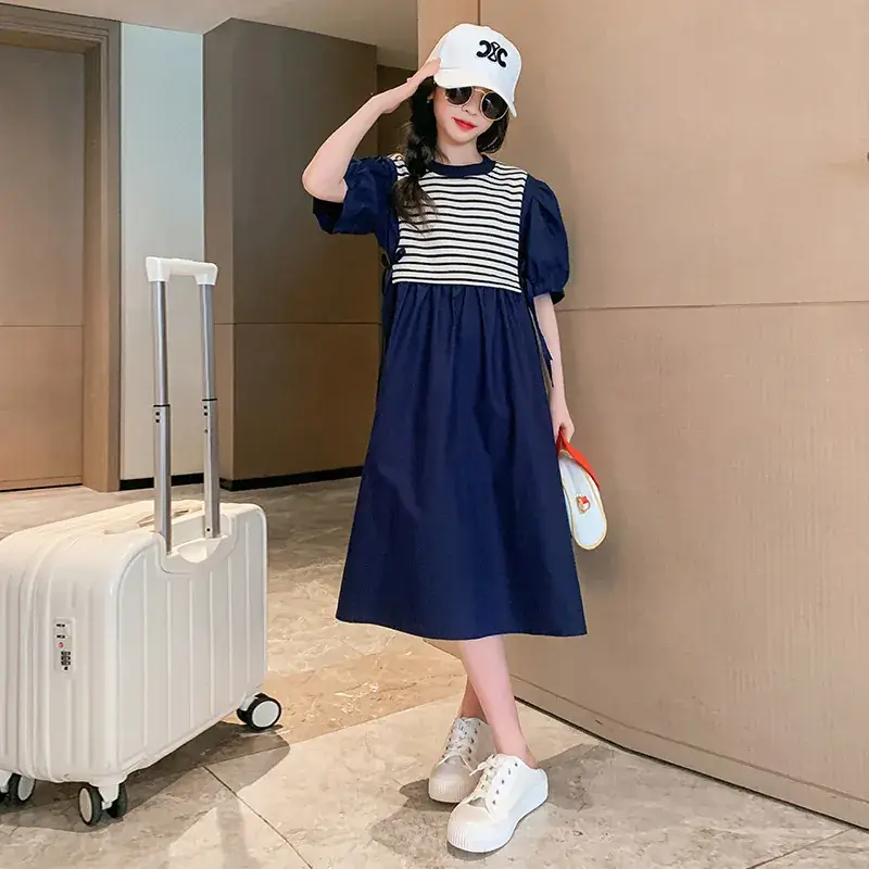 Girls White Striped Skirt Dress Summer Wear - Image 5