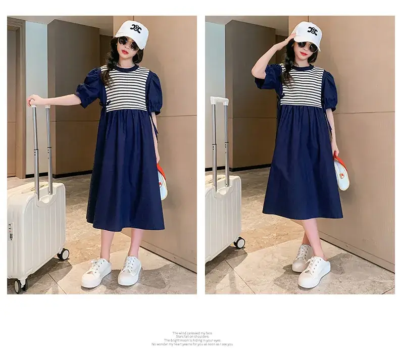 Girls White Striped Skirt Dress Summer Wear — feature 6