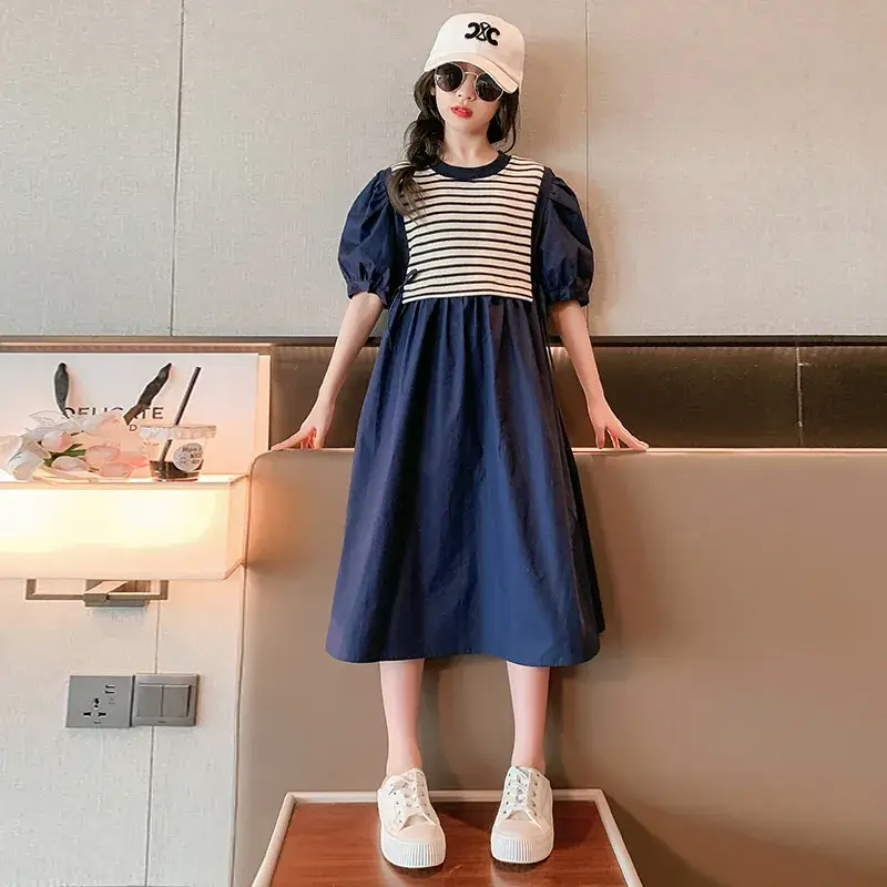 Girls White Striped Skirt Dress Summer Wear - Image 2