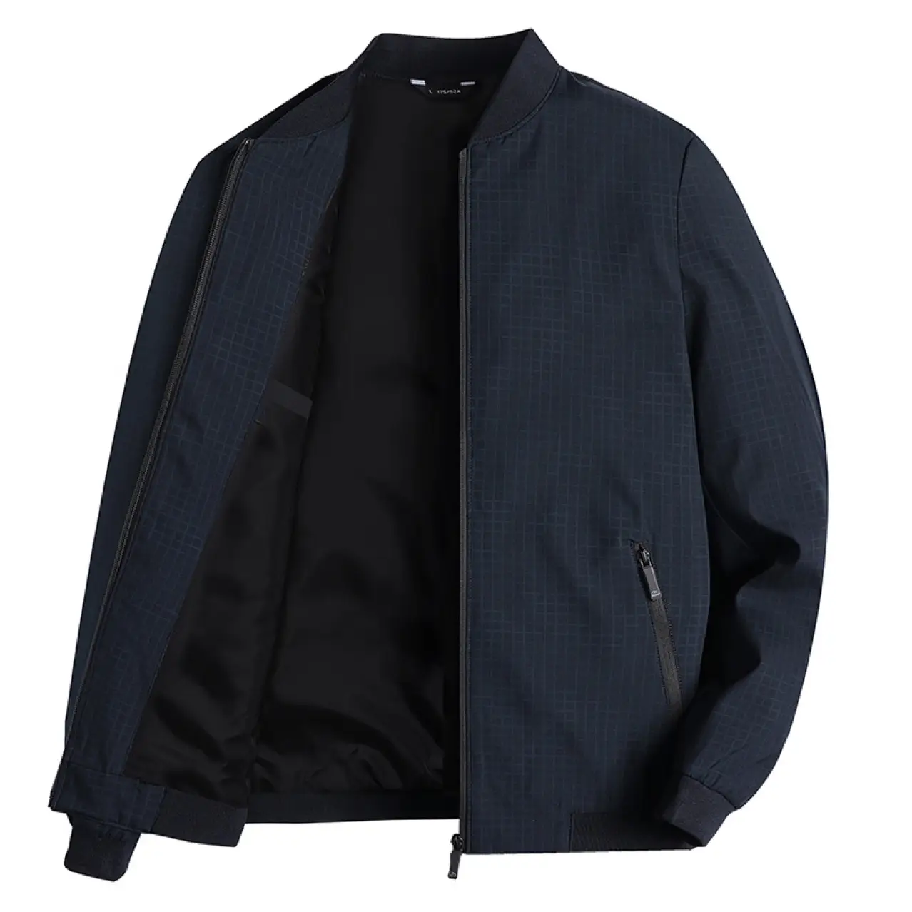 Men's Black Bomber Jacket with Zip Front — feature 4
