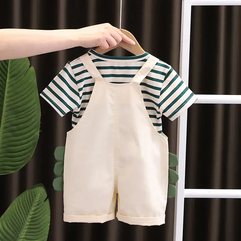 Baby Split Striped Overalls Suit One Year Old — feature 4