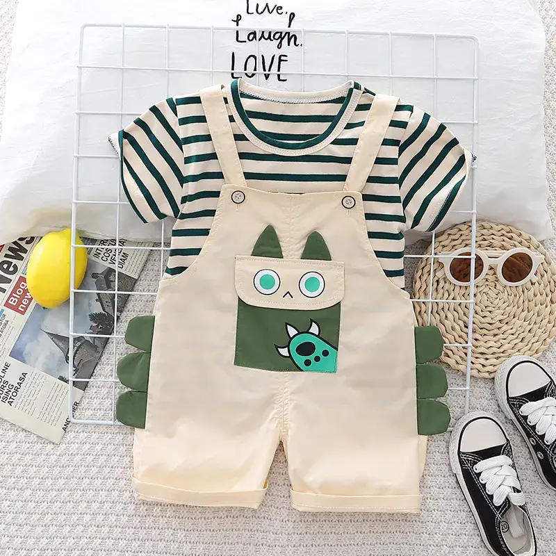 Baby Split Striped Overalls Suit One Year Old — feature 7