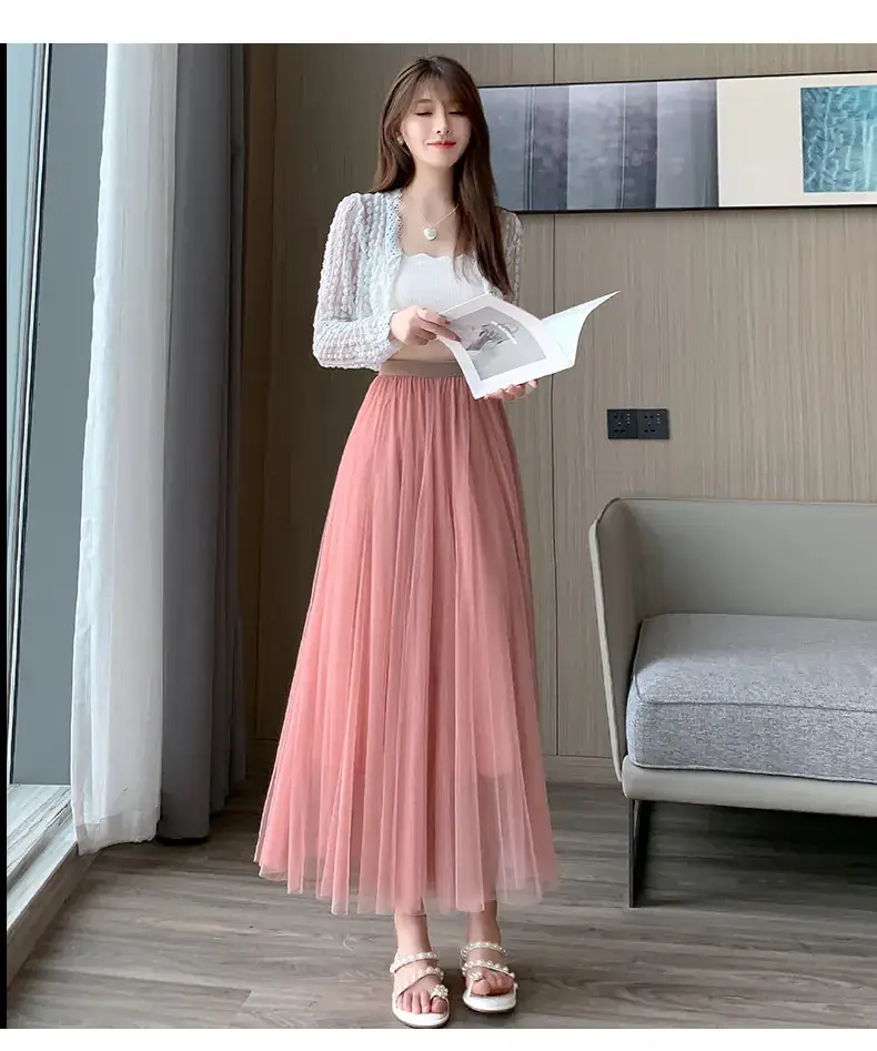 Princess Long Skirt High Waist Elastic Waist Mesh 2025 — feature 7
