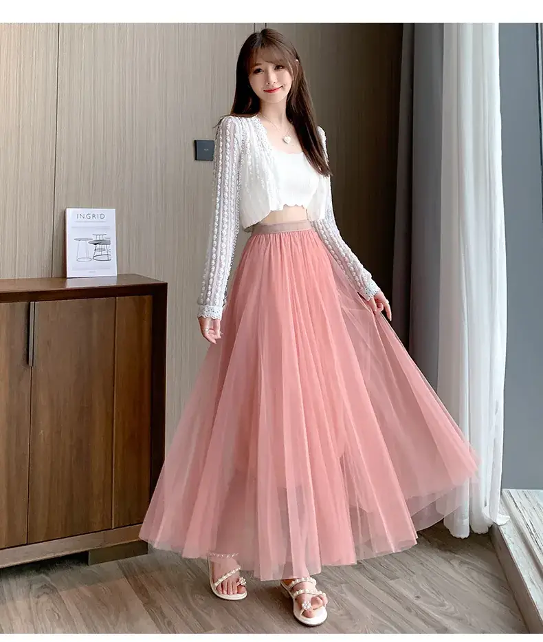 Princess Long Skirt High Waist Elastic Waist Mesh 2025 — feature 8