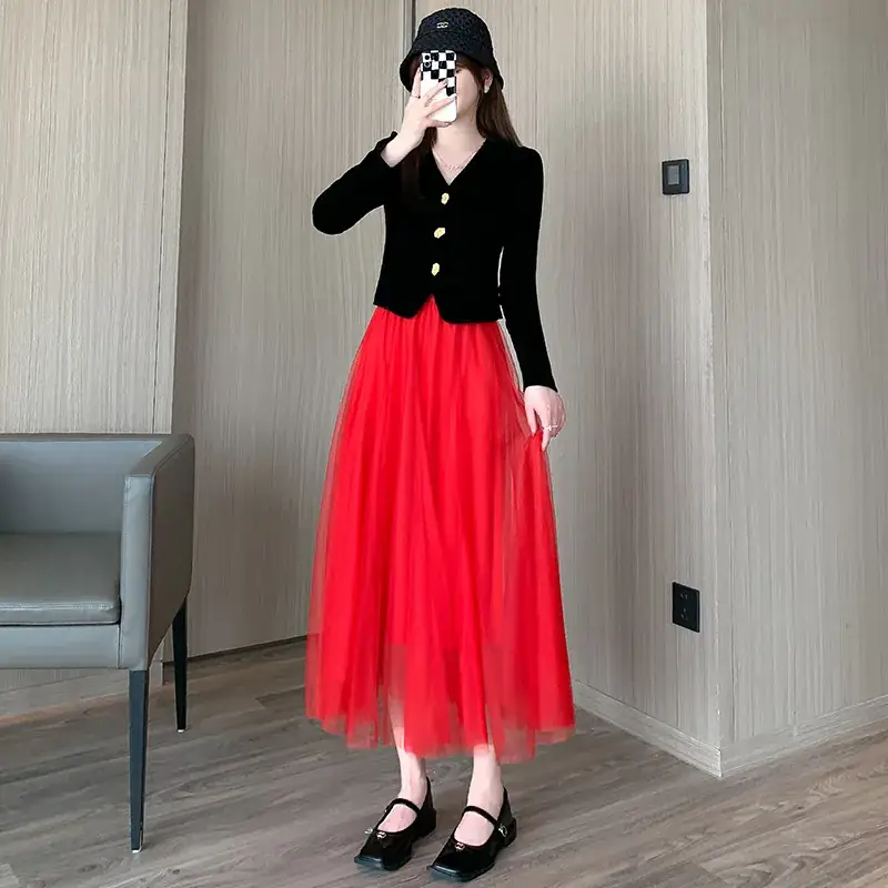 Princess Long Skirt High Waist Elastic Waist Mesh 2025 - Image 4