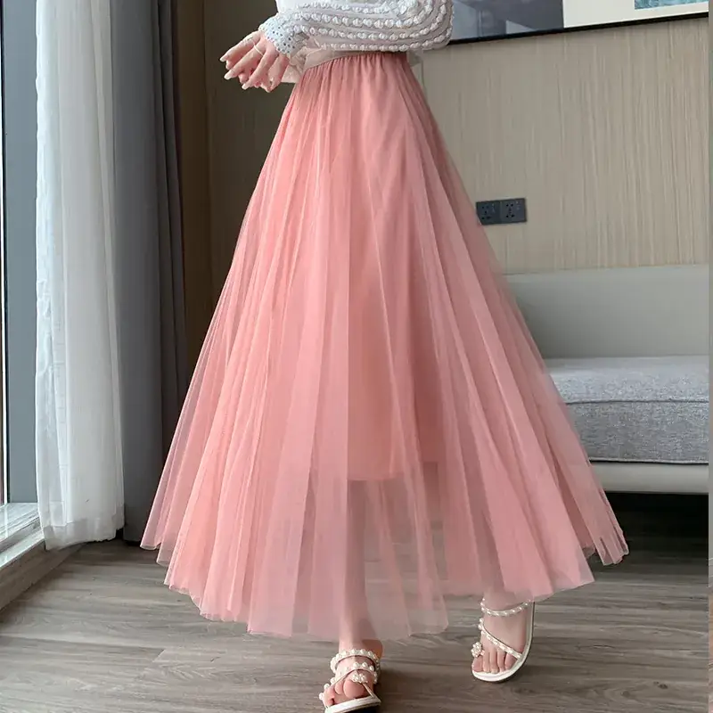 Princess Long Skirt High Waist Elastic Waist Mesh 2025 - Image 5