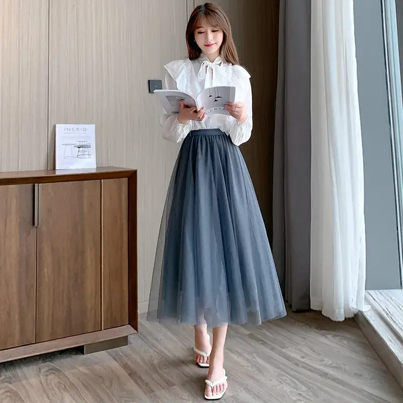 Princess Long Skirt High Waist Elastic Waist Mesh 2025 - Image 6