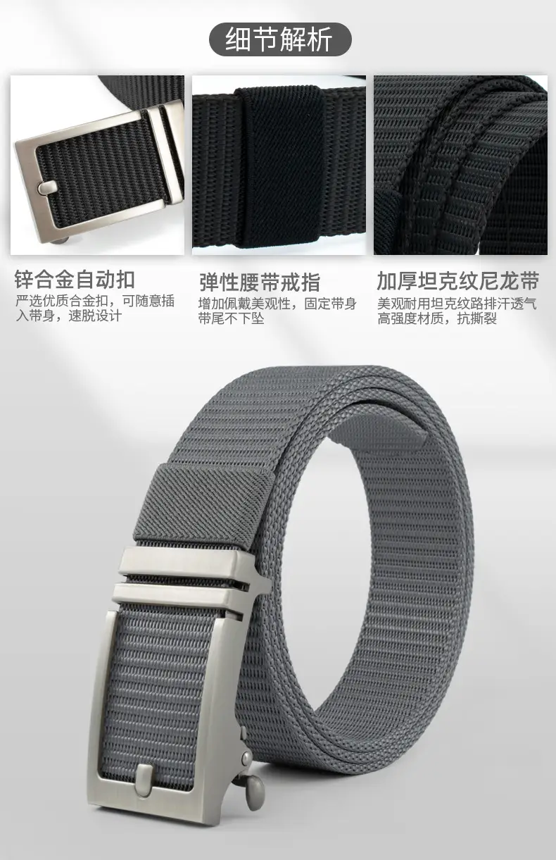 Men's Navy Canvas Belt with Automatic Buckle β feature 3