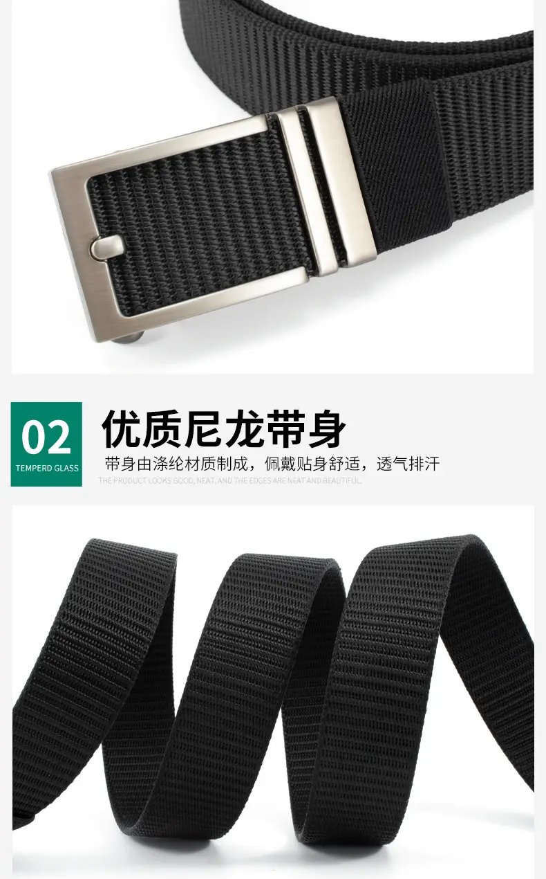 Men's Navy Canvas Belt with Automatic Buckle β feature 6