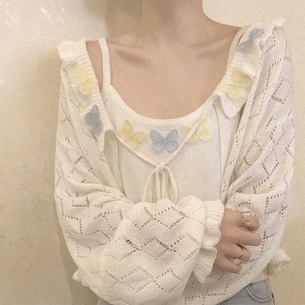 2025 Summer Knitted Hollow Lace-Up Tt Shirt for Women - Image 3