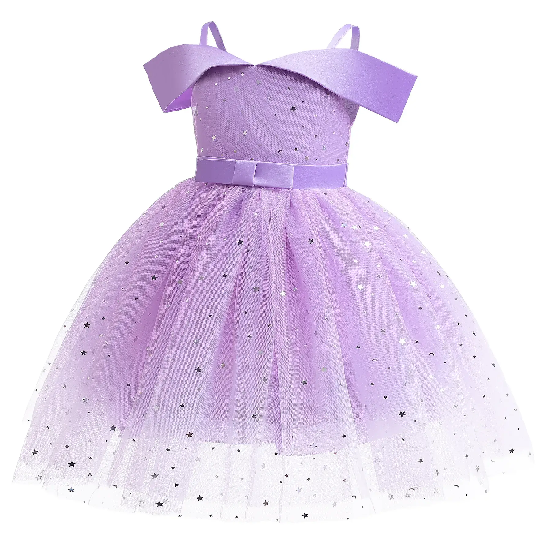 Pink Sequin Off-Shoulder Girls Dress for School - Image 6