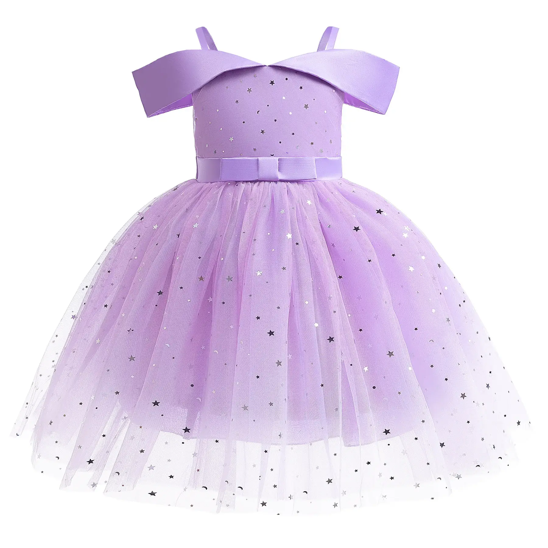 Pink Sequin Off-Shoulder Girls Dress for School - Image 2