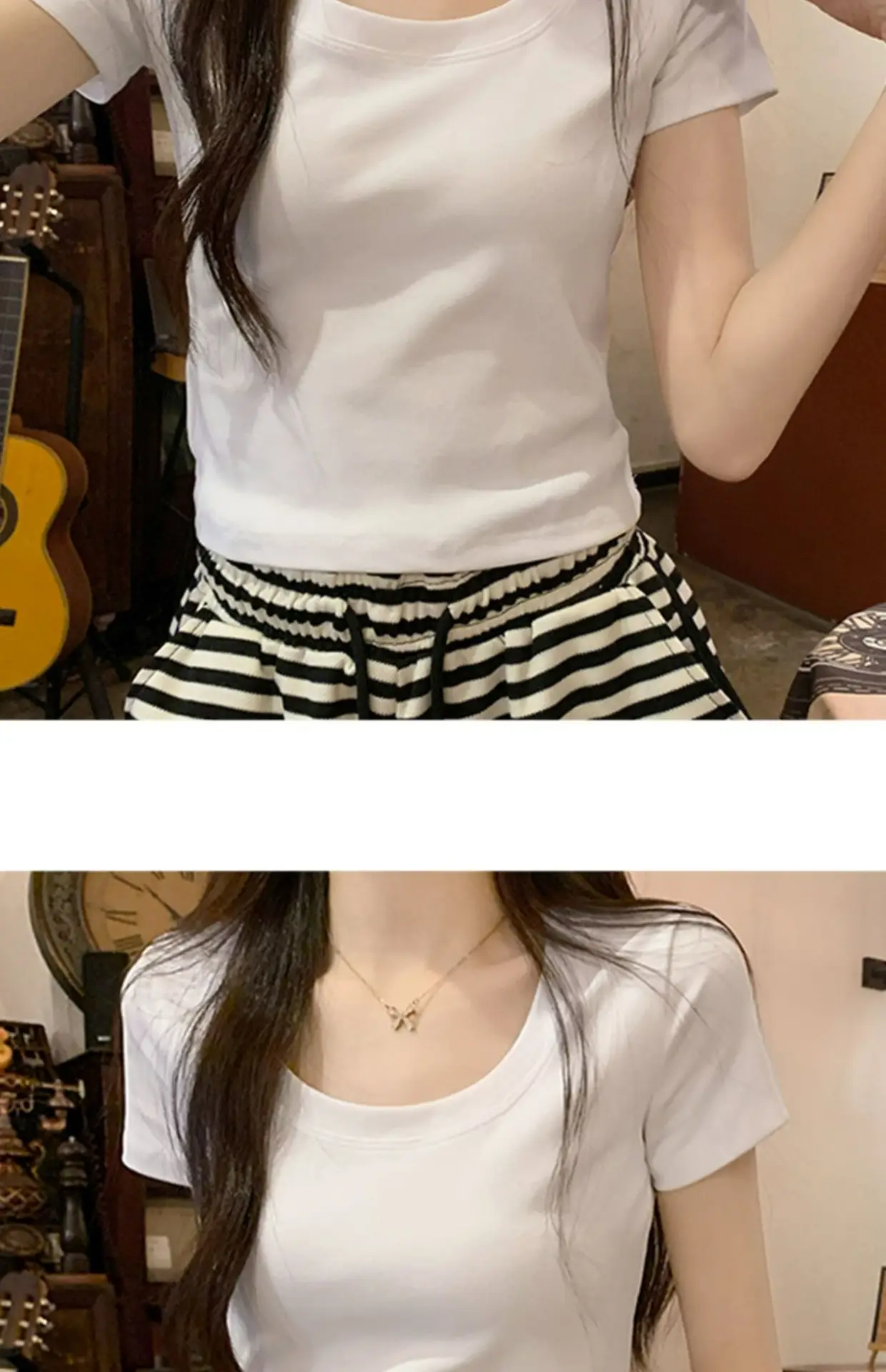 Women Summer Cotton Striped Top & Waistband Set — feature 19