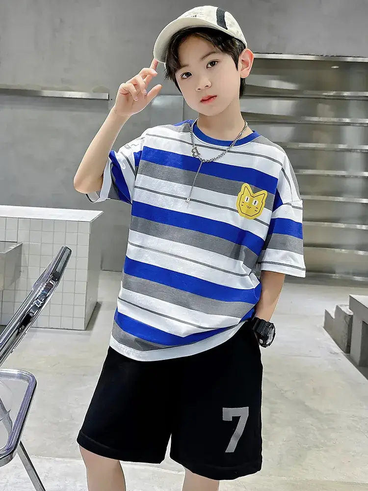 Kids Black Elephant Print T-Shirt Summer 2024 Medium Large