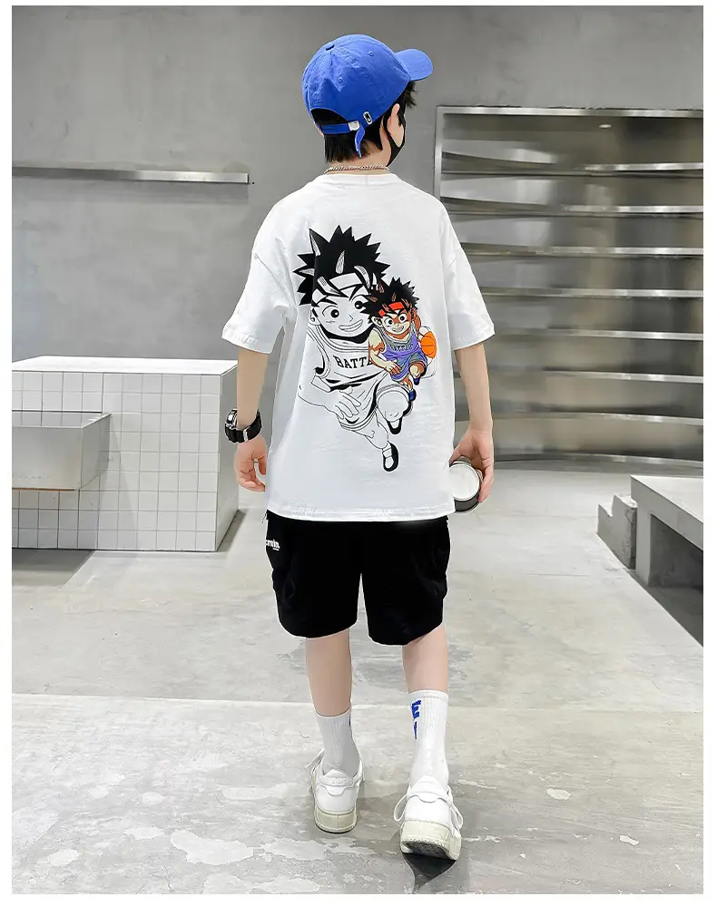Kids Black Elephant Print T-Shirt Summer 2024 Medium Large — feature 29