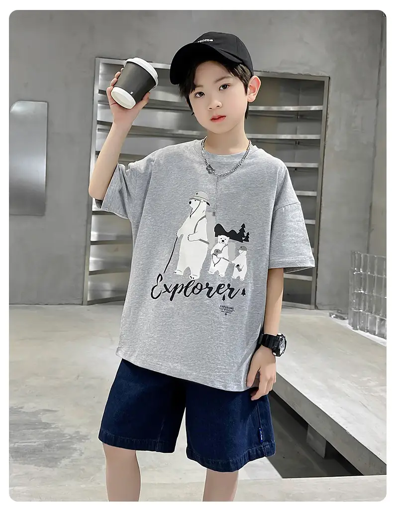 Kids Black Elephant Print T-Shirt Summer 2024 Medium Large — feature 30
