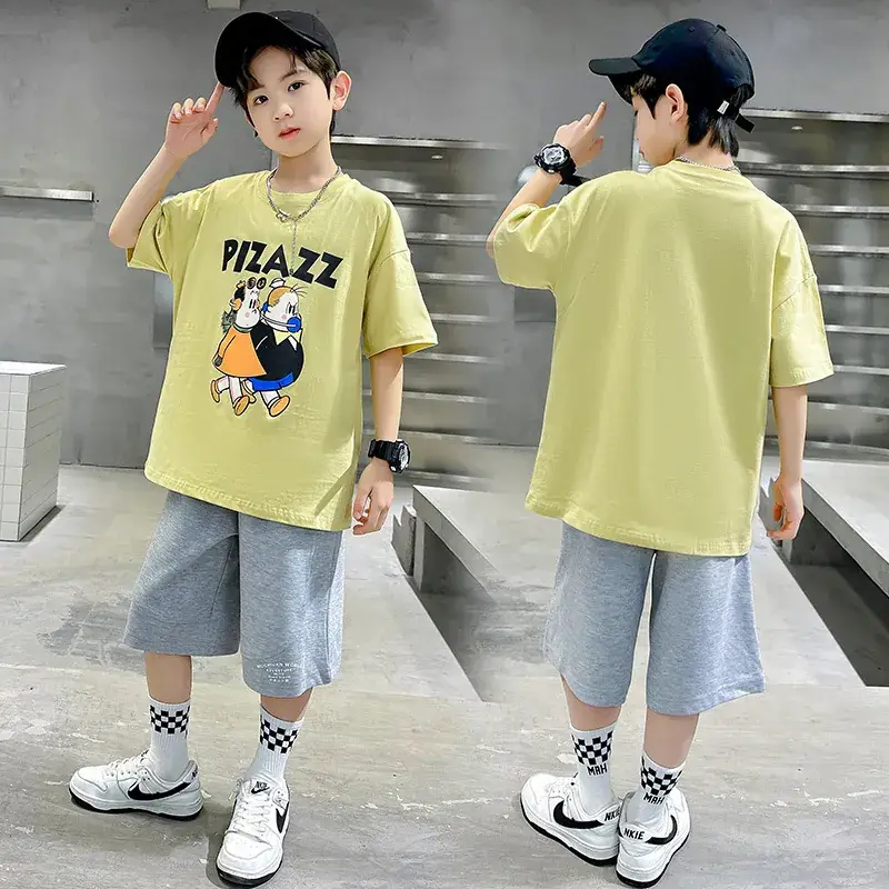 CFX-Trendy Children's Short Sleeve) Yellow Cartoon
